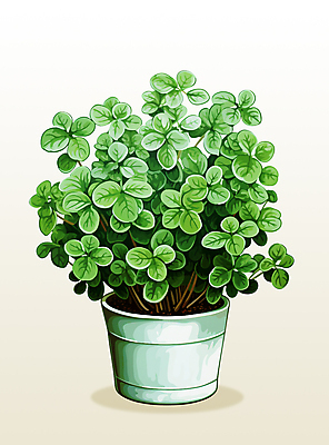 PSD 화분 일러스트 사람없음 초록색 허브 오브젝트 원예 오레가노 국내일러스트 식물 컬러 취미 파일형식