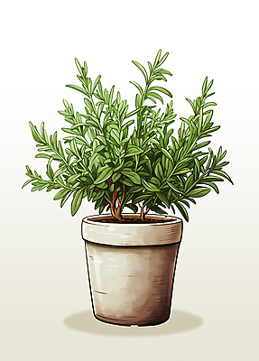 PSD 화분 일러스트 사람없음 초록색 허브 오브젝트 원예 로즈메리 국내일러스트 식물 컬러 취미 파일형식