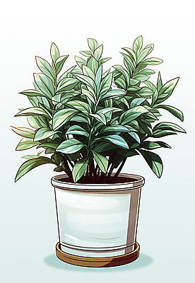 PSD 화분 일러스트 사람없음 초록색 허브 오브젝트 원예 세이지 국내일러스트 식물 컬러 취미 파일형식