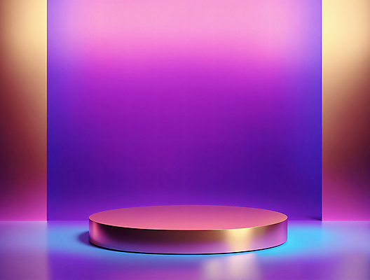 JPG 편집이미지 디자인 백그라운드 사람없음 그래픽 빛 3D 보라색 금색 황금 디지털합성 광택 단상 포디움 비어있는 편집3D AI컴퓨터그래픽 AI콘텐츠 컬러 무대 파일형식