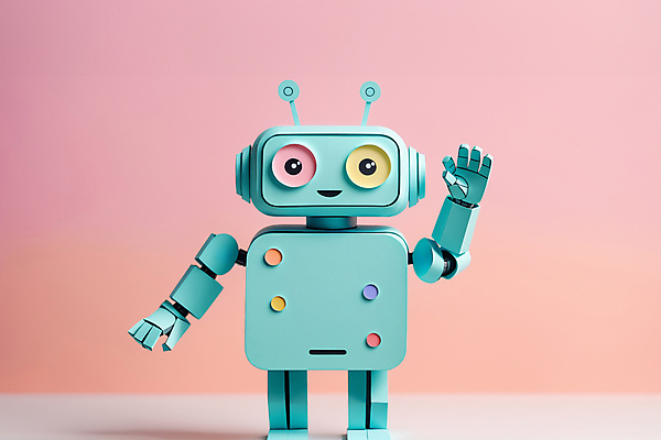 JPG 편집이미지 캐릭터 교육 분홍색 사람없음 디지털 인사 페이퍼아트 로봇 손인사 민트색 채팅봇 편집실사 AI포토 AI콘텐츠 컬러 예절 CG 파일형식 AI_인공지능