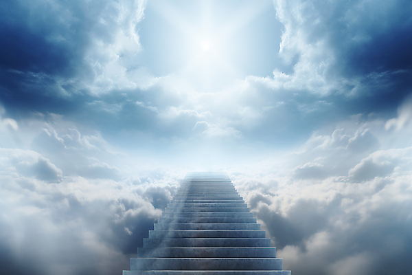 JPG 구름 편집이미지 기독교 하늘 사람없음 빛 계단 천국 몽환 환상 편집실사 AI컴퓨터그래픽 AI콘텐츠 자연요소 종교 컨셉 CG 파일형식