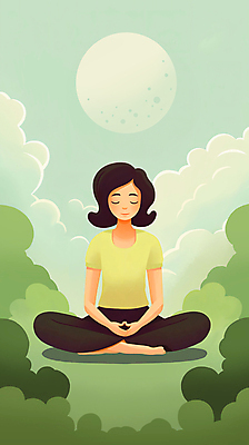 JPG 전신 구름 여자 일러스트 요가 하늘 한명 성인 치료 초록색 평화 눈감음 꿈 달 땅 명상 가부좌 손모으기 치유 성인여자한명만 정신건강 차분 국내일러스트 AI일러스트 AI콘텐츠 자연요소 1 웰빙 컬러 컨셉 의학 모션 건강 사람 앉기 손짓 여자한명만 성인여자만 파일형식