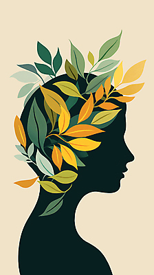 JPG 일러스트 나뭇잎 사람모양 한명 사람 치료 얼굴모양 치유 정신건강 국내일러스트 AI일러스트 AI콘텐츠 모양 1 얼굴 잎 의학 건강 파일형식