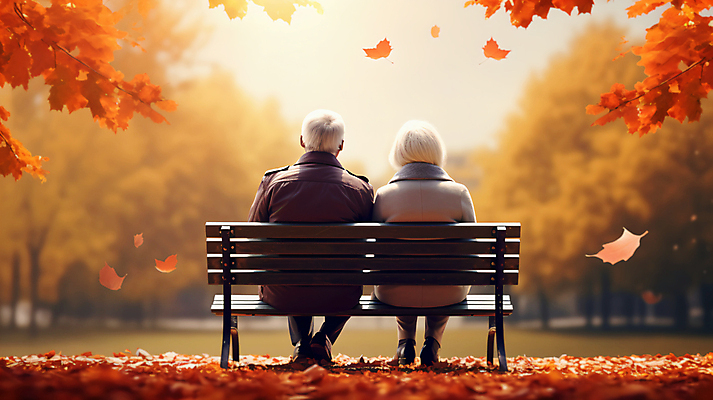 JPG 전신 편집이미지 공원 여자 할아버지 노년 남자 할머니 단풍 벤치 휴식 앉기 풍경 두명 노부부 가을 노인만 편집실사 AI포토 AI콘텐츠 부부 계절 공공시설 컨셉 잎 의자 모션 사람 성인 CG 성인만 파일형식