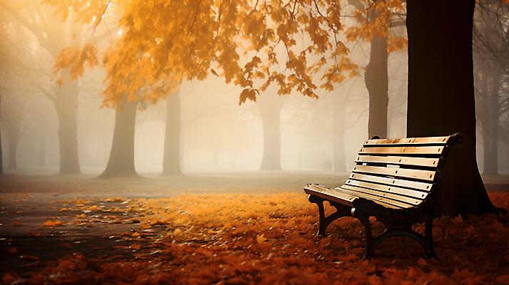 JPG 편집이미지 공원 단풍 벤치 단풍나무 풍경 사람없음 안개 가을 편집실사 AI포토 AI콘텐츠 나무 계절 공공시설 잎 의자 날씨 CG 파일형식