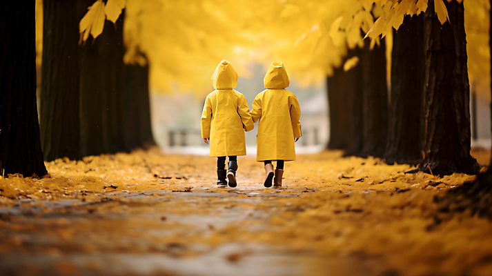 JPG 전신 편집이미지 공원 여자 남자 어린이 단풍 낙엽 풍경 소녀 소년 두명 걷기 손잡기 산책 가을 은행잎 우비 은행나무 어린이만 편집실사 AI포토 AI콘텐츠 나무 옷 계절 공공시설 잎 모션 휴식 사람 CG 파일형식
