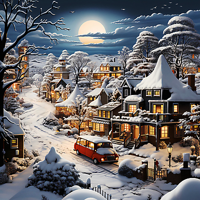 JPG 나무 구름 편집이미지 크리스마스 겨울 자동차 밤하늘 주택 풍경 사람없음 마을 달 눈 디지털합성 눈덮임 편집실사 자연요소 식물 계절 기념일 육상교통 컨셉 하늘 날씨 건물 야간 CG 파일형식