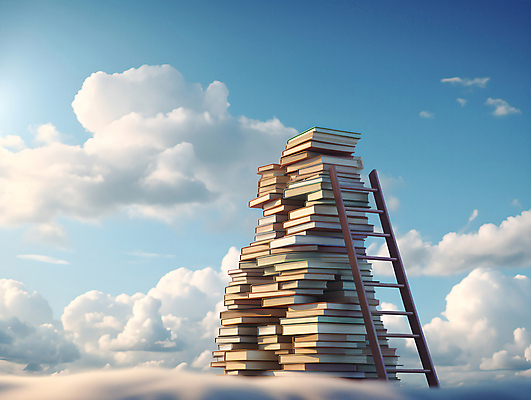 JPG 구름 편집이미지 교육 사다리 하늘 성공 사람없음 쌓기 꿈 교양 디지털합성 책더미 학구열 편집실사 AI포토 AI콘텐츠 자연요소 컨셉 모션 책 도구 CG 열정 무더기 파일형식