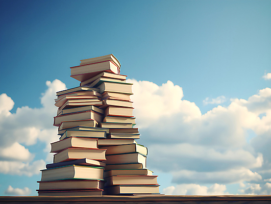 JPG 구름 편집이미지 교육 하늘 성공 사람없음 쌓기 꿈 교양 디지털합성 책더미 학구열 편집실사 AI포토 AI콘텐츠 자연요소 컨셉 모션 책 CG 열정 무더기 파일형식
