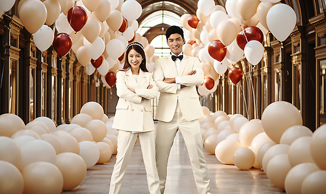 전신 PSD 편집이미지 커플 여자 남자 결혼 결혼식 사랑 서기 미소 정장 턱시도 20대 성인 두명 팔짱 화목 한국인 복도 디지털합성 풍선 신랑신부 성인만 웨딩촬영 이미지편집 옷 감정 신부_웨딩 신랑 컨셉 관계 모션 표정 사람 동양인 이벤트 청년 기념사진 파일형식