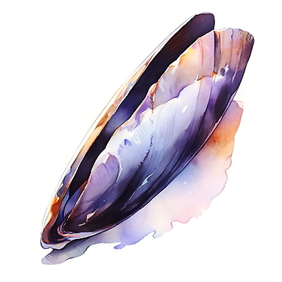 JPG 일러스트 식재료 조개 수채화 사람없음 해산물 홍합 국내일러스트 AI일러스트 AI콘텐츠 어패류 파일형식