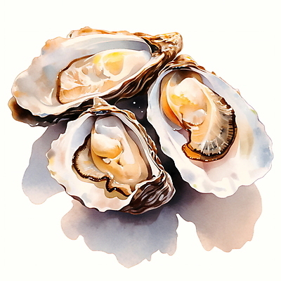 JPG 일러스트 식재료 조개 수채화 사람없음 굴 해산물 국내일러스트 AI일러스트 AI콘텐츠 어패류 파일형식