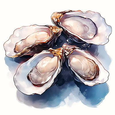 JPG 일러스트 식재료 조개 수채화 사람없음 굴 해산물 국내일러스트 AI일러스트 AI콘텐츠 어패류 파일형식