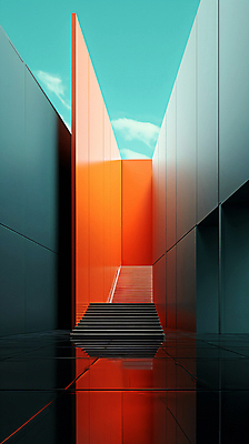 JPG 구름 편집이미지 건축물 디자인 하늘 추상 사람없음 그래픽 반사 계단 주황색 공간 디지털합성 심플 비어있는 이미지편집 편집실사 AI포토 AI콘텐츠 자연요소 건축 컬러 무늬 CG 파일형식