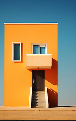 JPG 편집이미지 디자인 백그라운드 추상 사람없음 건물 노란색 문 계단 발코니 디지털합성 파스텔톤 미니멀 편집실사 AI포토 AI콘텐츠 건축물 컬러 무늬 CG 파일형식