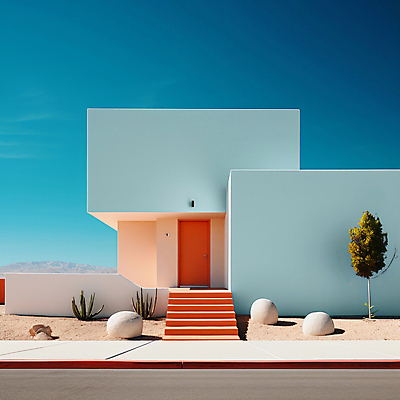 JPG 나무 편집이미지 디자인 백그라운드 하늘 추상 사람없음 건물 문 계단 조약돌 디지털합성 파스텔톤 미니멀 편집실사 AI포토 AI콘텐츠 식물 건축물 컬러 무늬 돌_바위 CG 파일형식