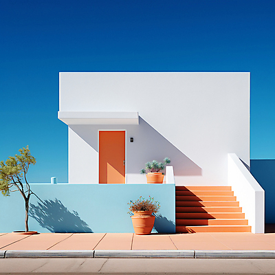 JPG 나무 편집이미지 디자인 화분 백그라운드 하늘 추상 사람없음 건물 문 계단 디지털합성 파스텔톤 미니멀 편집실사 AI포토 AI콘텐츠 식물 건축물 컬러 무늬 CG 파일형식