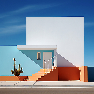 JPG 편집이미지 디자인 백그라운드 하늘 추상 선인장 사람없음 건물 문 계단 디지털합성 파스텔톤 미니멀 편집실사 AI포토 AI콘텐츠 식물 건축물 컬러 무늬 CG 파일형식