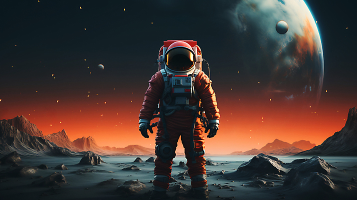 JPG 전신 편집이미지 한명 사람 풍경 성인 우주 행성 우주비행사 신비 디지털합성 우주복 성인한명만 편집실사 AI인물포토 AI콘텐츠 1 옷 컨셉 CG 성인만 파일형식 AI포토