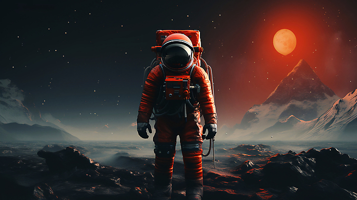 JPG 전신 편집이미지 한명 서기 사람 풍경 성인 우주 행성 우주비행사 신비 디지털합성 우주복 성인한명만 편집실사 AI인물포토 AI콘텐츠 1 옷 컨셉 모션 CG 성인만 파일형식 AI포토