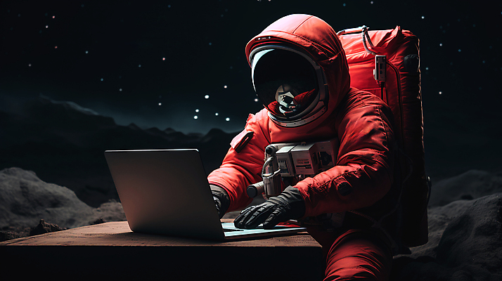 JPG 편집이미지 탁자 한명 사람 앉기 풍경 상반신 성인 노트북 우주 행성 우주비행사 타이핑 신비 디지털합성 우주복 성인한명만 편집실사 AI인물포토 AI콘텐츠 1 옷 가구 컨셉 모션 전자제품 CG 성인만 파일형식 AI포토