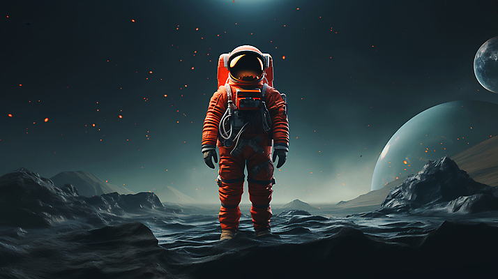 JPG 전신 편집이미지 한명 서기 사람 풍경 성인 우주 행성 우주비행사 신비 디지털합성 우주복 성인한명만 편집실사 AI인물포토 AI콘텐츠 1 옷 컨셉 모션 CG 성인만 파일형식 AI포토