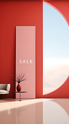 PSD 편집이미지 배너 화분 백그라운드 창문 사람없음 빨간색 쇼핑 소파 세일 공간 디지털합성 심플 미니멀 이미지편집 컬러 의자 파일형식