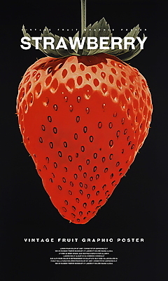 PSD 포스터 백그라운드 일러스트 딸기 사람없음 그래픽 빨간색 검은색 빈티지 복고 국내일러스트 컬러 컨셉 과일 파일형식