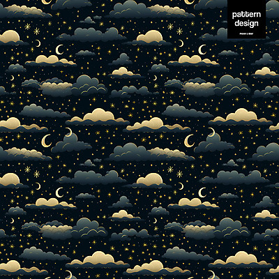 PSD 구름 별 패턴 일러스트 사람없음 반짝임 패턴백그라운드 금색 달 남색 몽환 국내일러스트 자연요소 컬러 백그라운드 컨셉 무늬 모션 파일형식