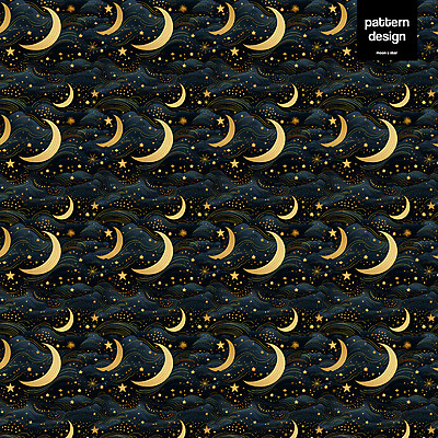 PSD 구름 별 패턴 일러스트 사람없음 반짝임 검은색 패턴백그라운드 금색 달 몽환 국내일러스트 자연요소 컬러 백그라운드 컨셉 무늬 모션 파일형식