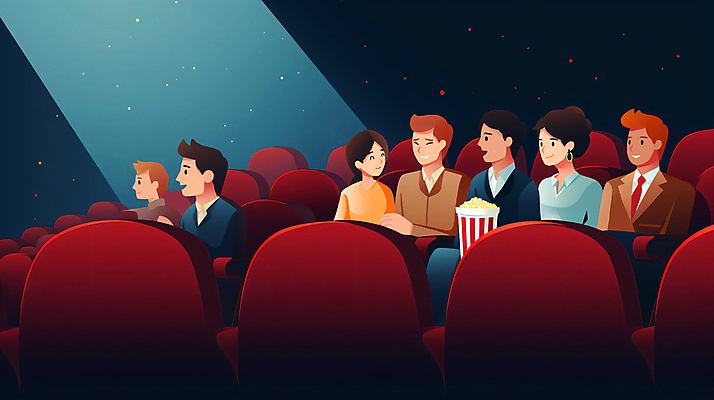 JPG 여자 남자 문화 여유 의자 일러스트 조명 앉기 여러명 상반신 성인 군중 영화관 영화 팝콘 스포트라이트 문화생활 영화감상 성인만 문화의날 국내일러스트 AI일러스트 AI콘텐츠 라이프스타일 감정 가구 다수 모션 문화예술 사람 감상 극장 파일형식 법정기념일