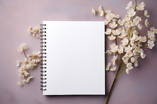 JPG 편집이미지 꽃 종이 사람없음 보라색 공책 디지털합성 카피스페이스 편집소스 편집실사 AI포토 AI콘텐츠 식물 컬러 문구용품 공백 CG 파일형식