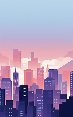 JPG 구름 일러스트 하늘 풍경 빌딩 사람없음 건물 보라색 도시 그라데이션 국내일러스트 AI일러스트 AI콘텐츠 자연요소 건축물 컬러 파일형식