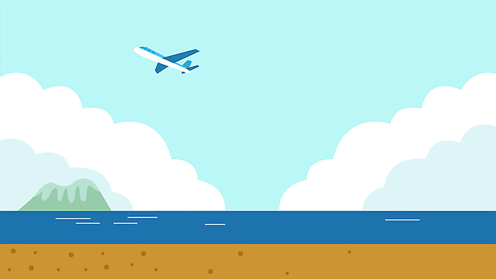 구름 바다 섬 하늘 비행기 풍경 사람없음 제주도 모션그래픽 MP4 MOV 자연요소 항공교통 대중교통 한국 동영상 파일형식