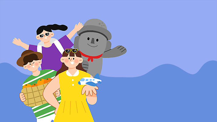 여자 남자 여행 휴가 비행기 들기 상반신 성인 세명 선글라스 제주도 손들기 바구니 여행객 만세 돌하르방 손내밀기 제주감귤 제주도여행 성인만 모션그래픽 MP4 MOV 안경 항공교통 모션 귤 대중교통 한국 사람 손짓 특산물 동영상 파일형식