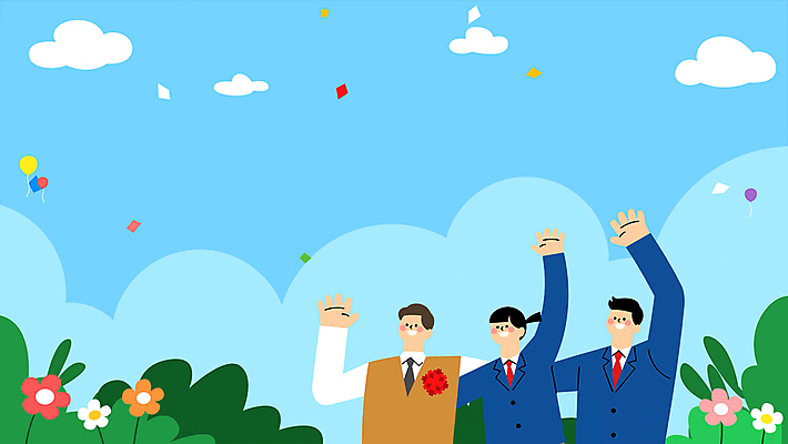 구름 학생 여자 남자 꽃 교복 하늘색 청소년 하늘 어깨동무 상반신 성인 세명 손들기 교사 스승의날 카네이션 꽃가루 스승 제자 가정의달 모션그래픽 MP4 MOV 자연요소 식물 직업 옷 기념일 포즈 모션 사람 파란색 5월 가루 동영상 파일형식