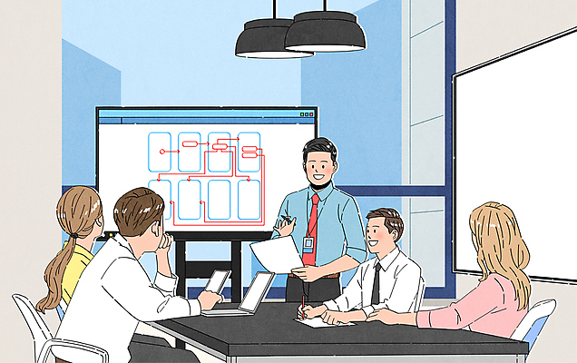 여자 남자 일러스트 회사 회의 조명 대화 서기 들기 앉기 정장 여러명 상반신 성인 비즈니스라이프 노트북 모니터 업무 비즈니스맨 비즈니스우먼 책상 동료 회의실 문서 사회생활 소통 성인만 국내일러스트 AI파일 라이프스타일 옷 가구 다수 컨셉 비즈니스 관계 모션 말하기 사람 전자제품 컴퓨터 작업 직장인 파일형식 벡터