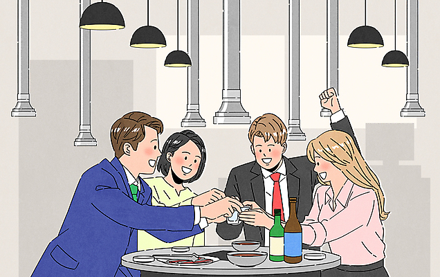 여자 남자 일러스트 조명 주류 육류 정장 여러명 상반신 성인 비즈니스라이프 턱괴기 비즈니스맨 비즈니스우먼 동료 건배 사회생활 소주잔 환기구 회식 성인만 고깃집 국내일러스트 AI파일 라이프스타일 옷 음료 다수 술잔 식재료 비즈니스 관계 모션 사람 식당 식사 직장인 소주 환풍기 파일형식 벡터