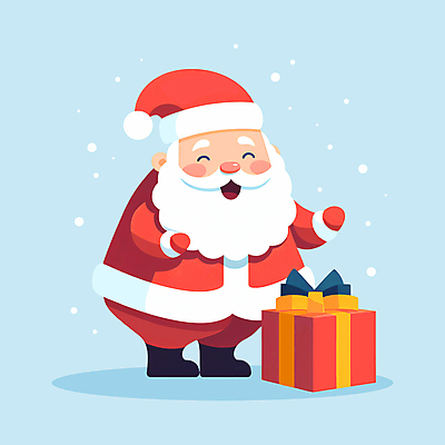 JPG 전신 노년 남자 리본 일러스트 산타모자 수염 그림자 한명 웃음 선물상자 산타클로스 눈송이 산타캐릭터 노인남자한명만 일러캐릭터 AI일러스트 AI콘텐츠 캐릭터 모자_잡화 1 크리스마스 눈_날씨 표정 선물 사람 성인 상자 남자한명만 노인남자만 파일형식