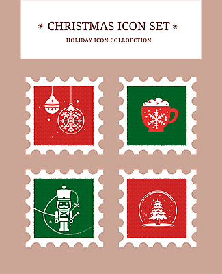 아이콘 음료 인형 크리스마스 사람없음 빨간색 초록색 세트 머그컵 병정 코코아 우표 스노글로브 오너먼트 2D아이콘 AI파일 기념일 컬러 크리스마스장식 장식 컵 파일형식 벡터