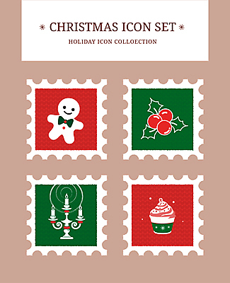 아이콘 열매 크리스마스 사람없음 빨간색 초록색 세트 컵케이크 촛대 우표 진저맨 호랑가시나무열매 2D아이콘 AI파일 식물 기념일 컬러 케이크 진저쿠키 파일형식 벡터