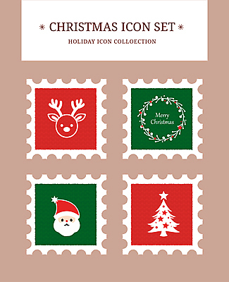 아이콘 사람모양 사람없음 빨간색 초록색 세트 크리스마스트리 산타클로스 루돌프 우표 크리스마스리스 2D아이콘 AI파일 모양 컬러 크리스마스 사슴 화환 파일형식 벡터