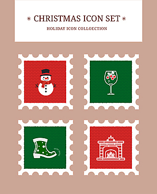 아이콘 신발 크리스마스 와인잔 눈사람 사람없음 빨간색 초록색 세트 벽난로 우표 호랑가시나무열매 2D아이콘 AI파일 기념일 열매 컬러 술잔 파일형식 벡터