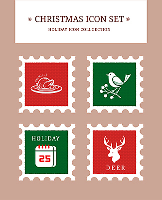 아이콘 열매 크리스마스 조류 사슴 육류 사람없음 빨간색 초록색 세트 달력 우표 칠면조구이 홀리데이 2D아이콘 AI파일 식물 동물 기념일 컬러 식재료 포유류 휴가 구이 파일형식 벡터