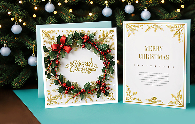 PSD 템플릿 리본 크리스마스 크리스마스카드 사람없음 금색 흰색 크리스마스리스 이미지템플릿 카드프레임 기념일 컬러 카드_감사 프레임 화환 파일형식