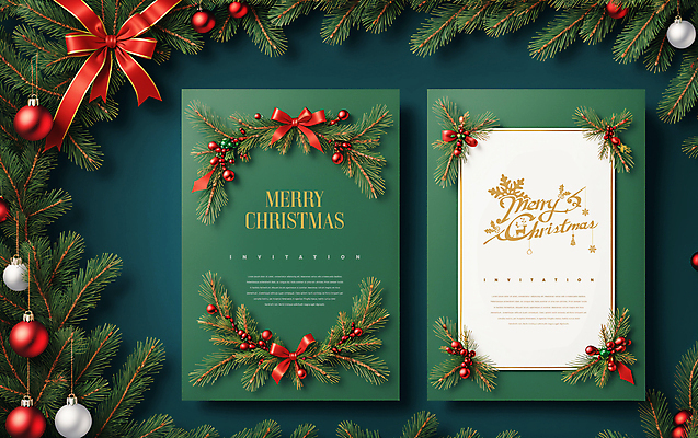 PSD 템플릿 리본 잎 크리스마스 크리스마스카드 프레임 사람없음 초록색 오너먼트 이미지템플릿 카드프레임 식물 기념일 컬러 크리스마스장식 카드_감사 파일형식
