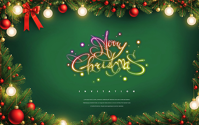 PSD 템플릿 손글씨 잎 크리스마스 크리스마스카드 사람없음 초록색 네온 알전구 오너먼트 이미지템플릿 카드프레임 식물 기념일 컬러 크리스마스장식 전구 카드_감사 프레임 파일형식