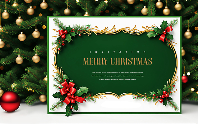 PSD 템플릿 리본 크리스마스 크리스마스카드 프레임 사람없음 초록색 흰색 호랑가시나무열매 오너먼트 이미지템플릿 카드프레임 기념일 열매 컬러 크리스마스장식 카드_감사 파일형식