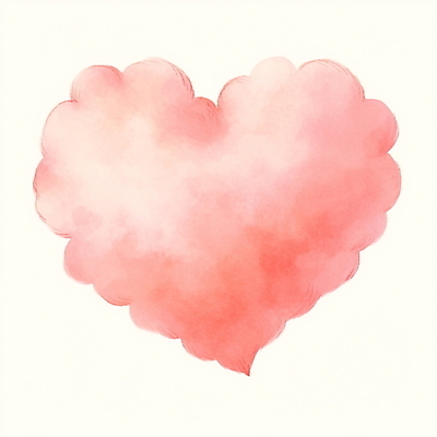 JPG 구름 분홍색 일러스트 붓터치 수채화 사람없음 하트 번짐 국내일러스트 AI일러스트 AI콘텐츠 자연요소 모양 컬러 파일형식 효과